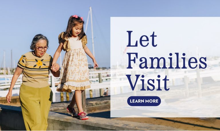 Let Families Visit Learn More picture of grandma and grand daughter holding hands